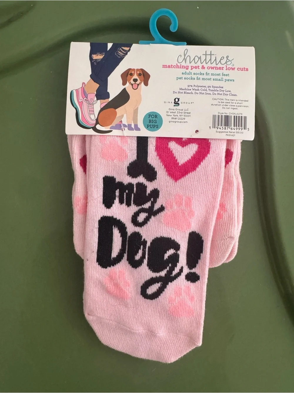 chatties Pink Low-Cut Dog Socks with Paw Print Grip